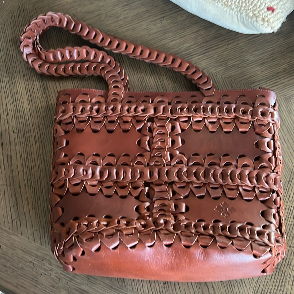 Brown leather detailed ober the shoulder bag